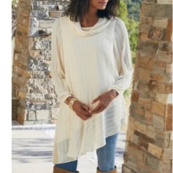 Soft Surroundings Neapolitan Top Tunic NWT Chiffon Layered Cowl Size Medium - Picture 12 of 12